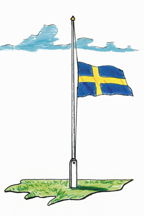 flagga på halv stång