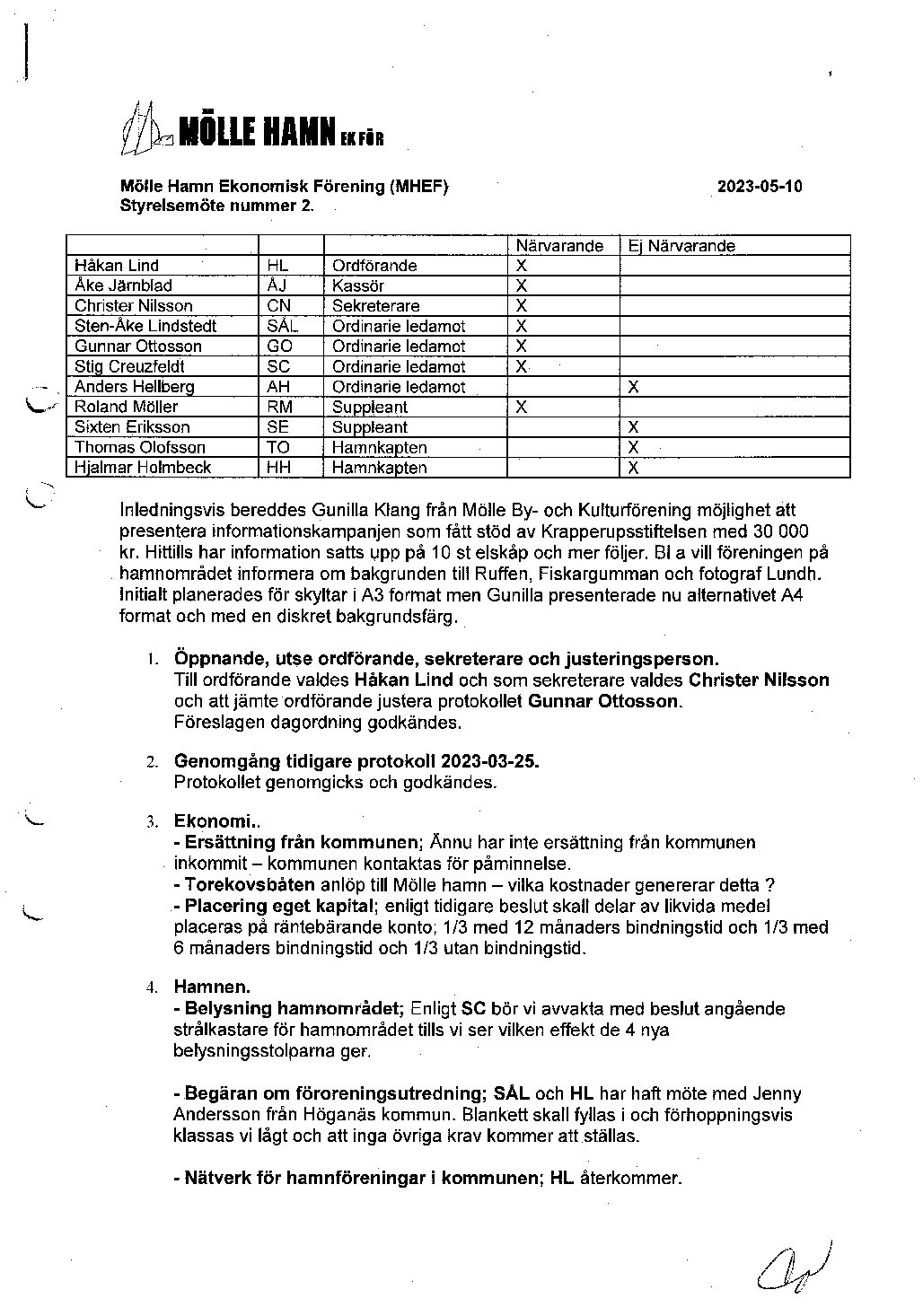 Protokoll styrelsemöte 2023-05-10